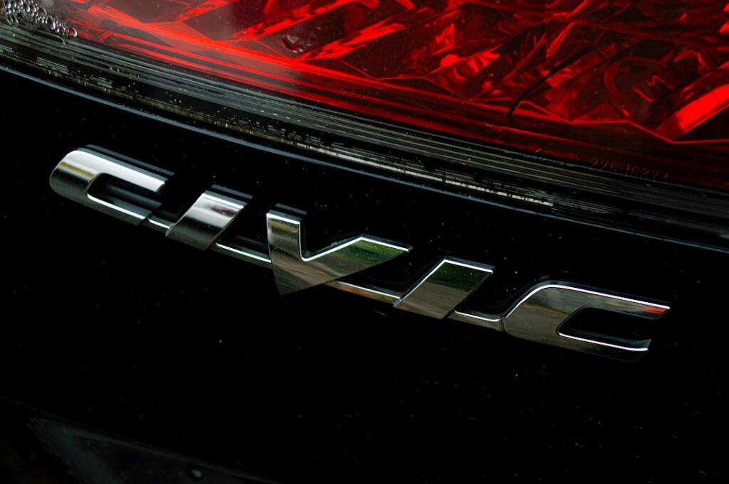 A close up of the tail light of a car